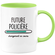 quotedazur - Mug Future Policiere Chargement En Cours - Cadeau Humour Promotion Travail - Idée Cadeau Départ Collègue - Tasse Chef Policiere - Idéal Pour Noël Au Bureau