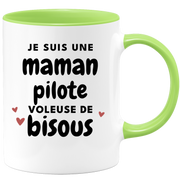 quotedazur - Mug Je Suis Une Maman Pilote Voleuse De Bisous - Cadeau Fête Des Mères Original - Idée Cadeau Pour Anniversaire Maman - Cadeau Pour Future Maman Naissance