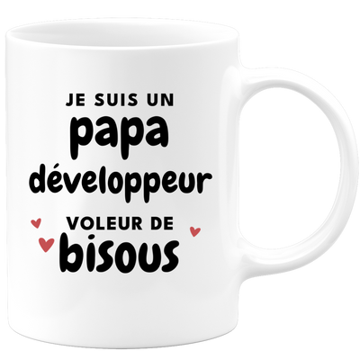 quotedazur - Mug Je Suis Un Papa Développeur Voleur De Bisous - Cadeau Fête Des Pères Original - Idée Cadeau Pour Anniversaire Papa - Cadeau Pour Futur Papa Naissance