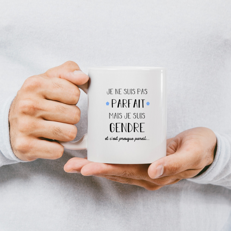 quotedazur - Mug Je Ne Suis Pas Parfait Mais Je Suis Gendre Et C'est Presque Pareil - Cadeau Humoristique pour Beau-Fils, Anniversaire, Noël