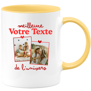 Mug deux photos personnalisé meilleure de l'univers pour femme - Métier famille prénom couple parent