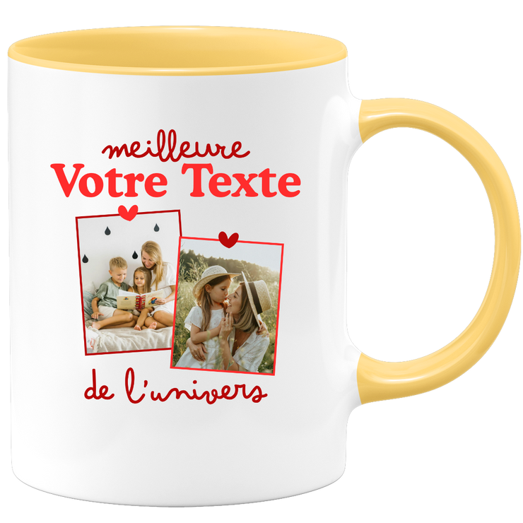 Mug deux photos personnalisé meilleure de l'univers pour femme - Métier famille prénom couple parent