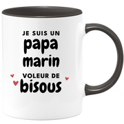 quotedazur - Mug Je Suis Un Papa Marin Voleur De Bisous - Cadeau Fête Des Pères Original - Idée Cadeau Pour Anniversaire Papa - Cadeau Pour Futur Papa Naissance