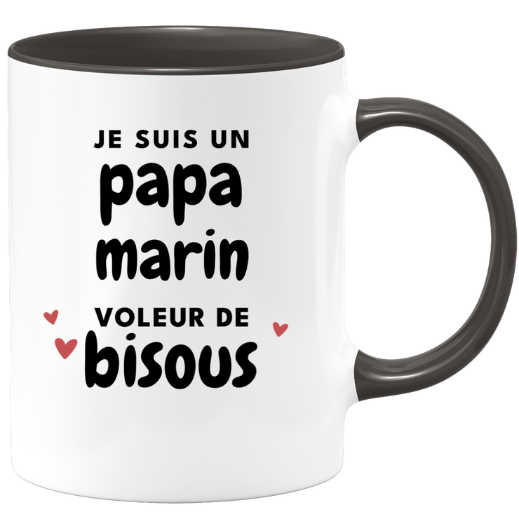quotedazur - Mug Je Suis Un Papa Marin Voleur De Bisous - Cadeau Fête Des Pères Original - Idée Cadeau Pour Anniversaire Papa - Cadeau Pour Futur Papa Naissance