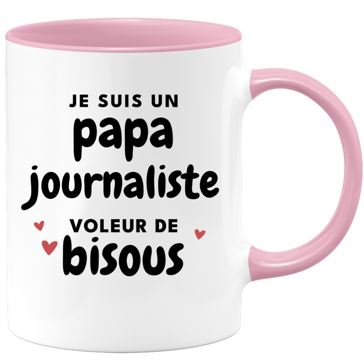 quotedazur - Mug Je Suis Un Papa Journaliste Voleur De Bisous - Cadeau Fête Des Pères Original - Idée Cadeau Pour Anniversaire Papa - Cadeau Pour Futur Papa Naissance