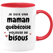 quotedazur - Mug Je Suis Une Maman Québécoise Voleuse De Bisous - Cadeau Pour Québécoise - Cadeau Personnalisé Pour Femme - Cadeau Original Pour Anniversaire, Noël, Future Maman Naissance