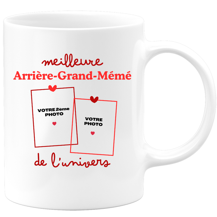 Mug Meilleure Arrière-grand-mémé de l'univers - Mug personnalisé avec 2 photos famille