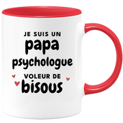 quotedazur - Mug Je Suis Un Papa Psychologue Voleur De Bisous - Cadeau Fête Des Pères Original - Idée Cadeau Pour Anniversaire Papa - Cadeau Pour Futur Papa Naissance