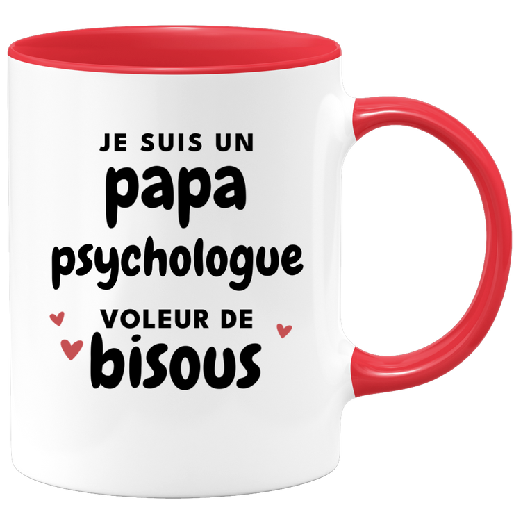 quotedazur - Mug Je Suis Un Papa Psychologue Voleur De Bisous - Cadeau Fête Des Pères Original - Idée Cadeau Pour Anniversaire Papa - Cadeau Pour Futur Papa Naissance