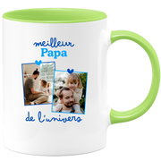Mug Meilleur papa de l'univers - Mug personnalisé avec 2 photos famille