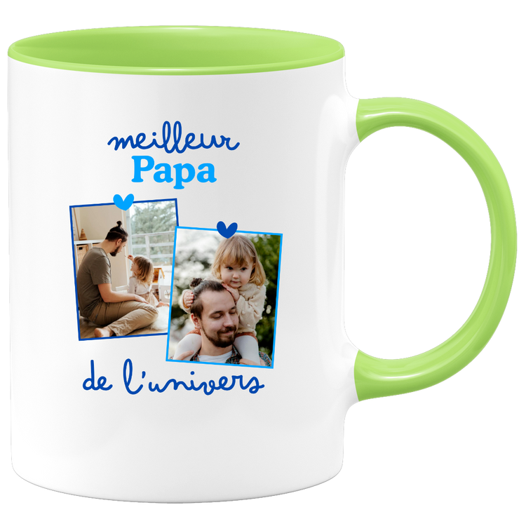 Mug Meilleur papa de l'univers - Mug personnalisé avec 2 photos famille