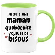 quotedazur - Mug Je Suis Une Maman Québécoise Voleuse De Bisous - Cadeau Pour Québécoise - Cadeau Personnalisé Pour Femme - Cadeau Original Pour Anniversaire, Noël, Future Maman Naissance