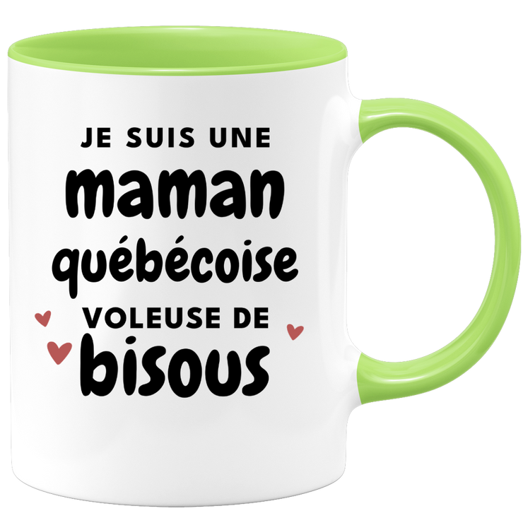 quotedazur - Mug Je Suis Une Maman Québécoise Voleuse De Bisous - Cadeau Pour Québécoise - Cadeau Personnalisé Pour Femme - Cadeau Original Pour Anniversaire, Noël, Future Maman Naissance