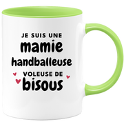 quotedazur - Mug Je Suis Une Mamie Handballeuse Voleuse De Bisous - Cadeau Fête Des Grand Mères Original - Idée Cadeau Pour Anniversaire Mémé Handball - Cadeau Future Mamy Naissance