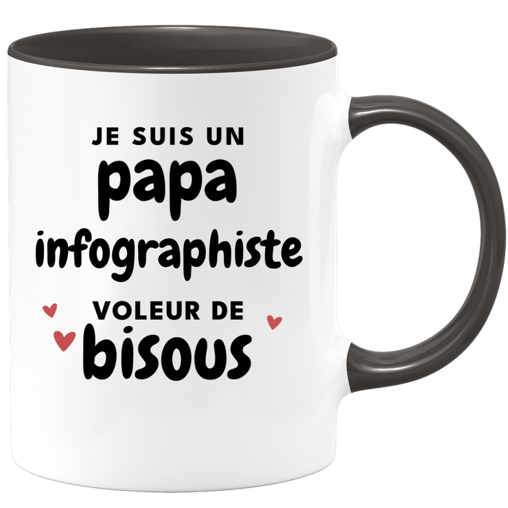 quotedazur - Mug Je Suis Un Papa Infographiste Voleur De Bisous - Cadeau Fête Des Pères Original - Idée Cadeau Pour Anniversaire Papa - Cadeau Pour Futur Papa Naissance
