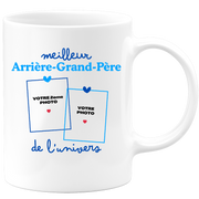Mug Meilleur Arrière-grand-père de l'univers - Mug personnalisé avec 2 photos famille