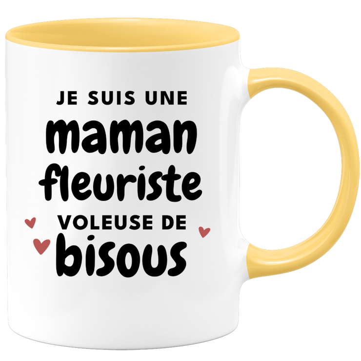 quotedazur - Mug Je Suis Une Maman Fleuriste Voleuse De Bisous - Cadeau Fête Des Mères Original - Idée Cadeau Pour Anniversaire Maman - Cadeau Pour Future Maman Naissance