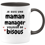 quotedazur - Mug Je Suis Une Maman Manager Voleuse De Bisous - Cadeau Fête Des Mères Original - Idée Cadeau Pour Anniversaire Maman - Cadeau Pour Future Maman Naissance