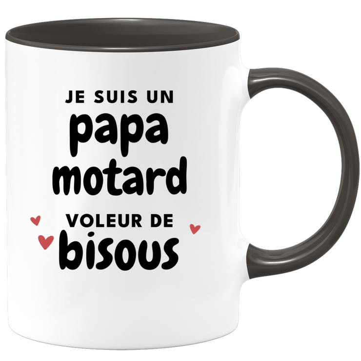quotedazur - Mug Je Suis Un Papa Motard Voleur De Bisous - Cadeau Fête Des Pères Original - Idée Cadeau Pour Anniversaire Papa - Cadeau Pour Futur Papa Naissance