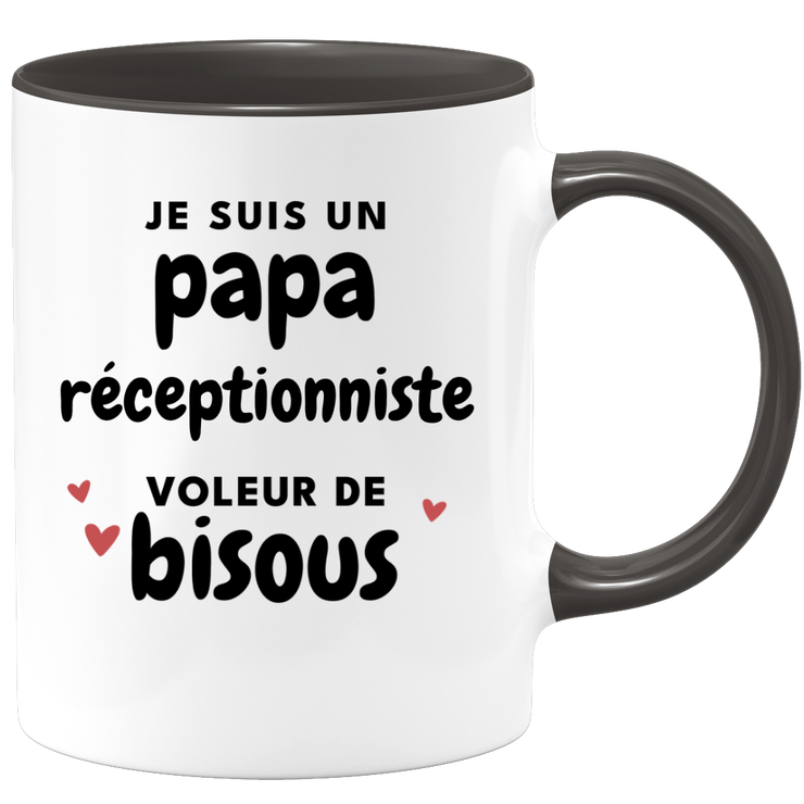 quotedazur - Mug I Am A Receptionist Dad Who Steals Kisses - Original Father's Day Gift - Gift Idea For Dad Birthday - Gift For Future Dad Birth
