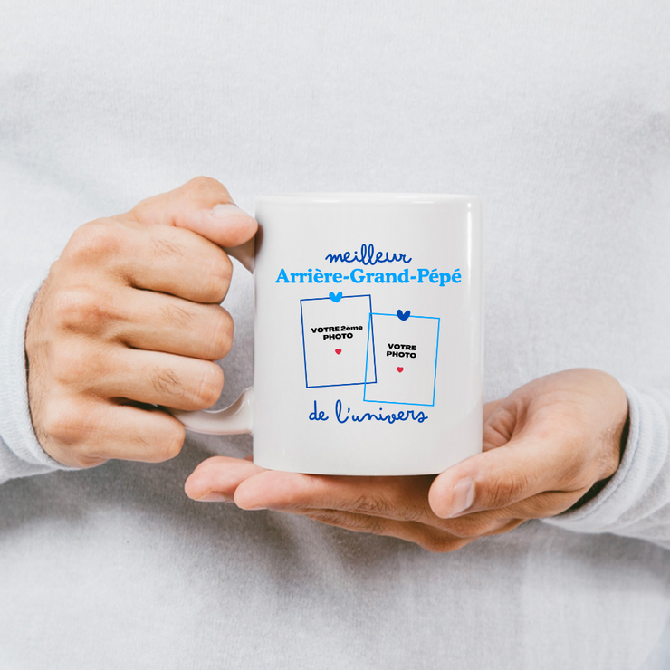 Mug Meilleur Arrière-grand-pépé de l'univers - Mug personnalisé avec 2 photos famille