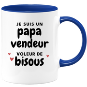 quotedazur - Mug Je Suis Un Papa Vendeur Voleur De Bisous - Cadeau Fête Des Pères Original - Idée Cadeau Pour Anniversaire Papa - Cadeau Pour Futur Papa Naissance