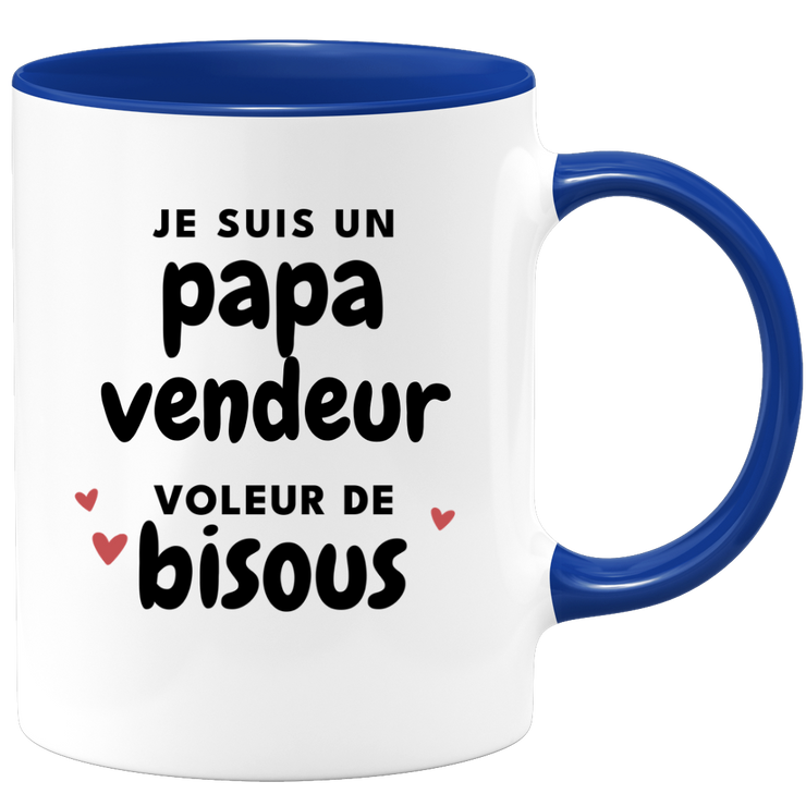 quotedazur - Mug Je Suis Un Papa Vendeur Voleur De Bisous - Cadeau Fête Des Pères Original - Idée Cadeau Pour Anniversaire Papa - Cadeau Pour Futur Papa Naissance