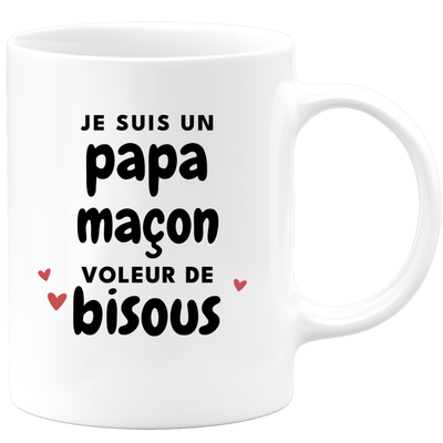 quotedazur - Mug Je Suis Un Papa Maçon Voleur De Bisous - Cadeau Fête Des Pères Original - Idée Cadeau Pour Anniversaire Papa - Cadeau Pour Futur Papa Naissance