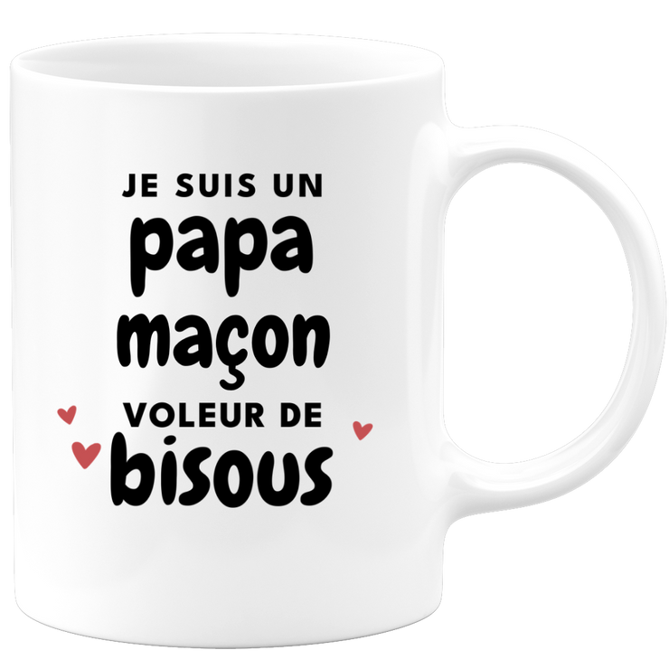 quotedazur - Mug Je Suis Un Papa Maçon Voleur De Bisous - Cadeau Fête Des Pères Original - Idée Cadeau Pour Anniversaire Papa - Cadeau Pour Futur Papa Naissance
