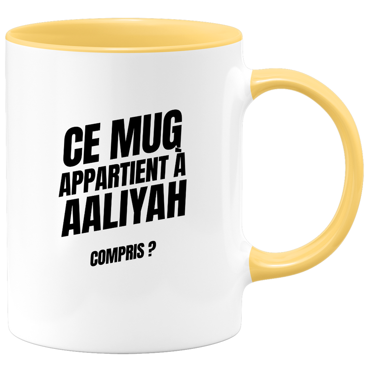 Mug Ce mug appartient à Aaliyah, compris ?