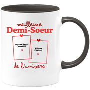 Mug Meilleure Demi-soeur de l'univers - Mug personnalisé avec 2 photos famille