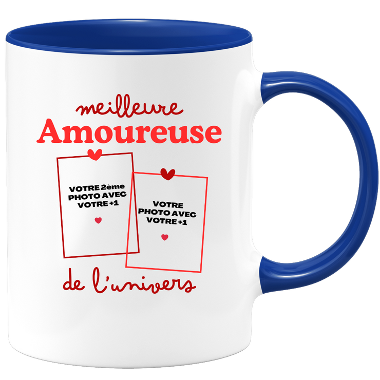Mug Meilleure Amoureuse de l'univers - Mug personnalisé avec 2 photos couple