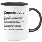 quotedazur - Mug Définition Prénom Emmanuelle Déesse Tout Simplement - Cadeau Humour Prénom - Idée Cadeau Famille Saint Valentin - Tasse Prénom Emmanuelle - Idéal Pour Noël Au Bureau