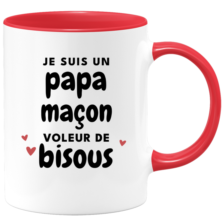 quotedazur - Mug Je Suis Un Papa Maçon Voleur De Bisous - Cadeau Fête Des Pères Original - Idée Cadeau Pour Anniversaire Papa - Cadeau Pour Futur Papa Naissance