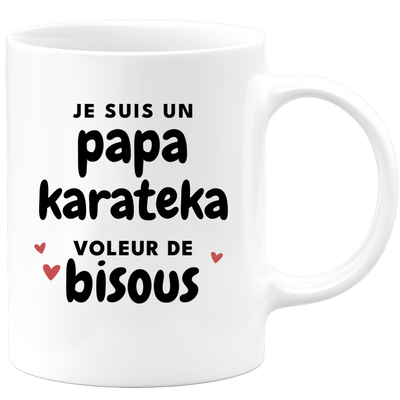 quotedazur - Mug Je Suis Un Papa Karateka Voleur De Bisous - Cadeau Fête Des Pères Original - Idée Cadeau Pour Anniversaire Papa - Cadeau Pour Futur Papa Naissance