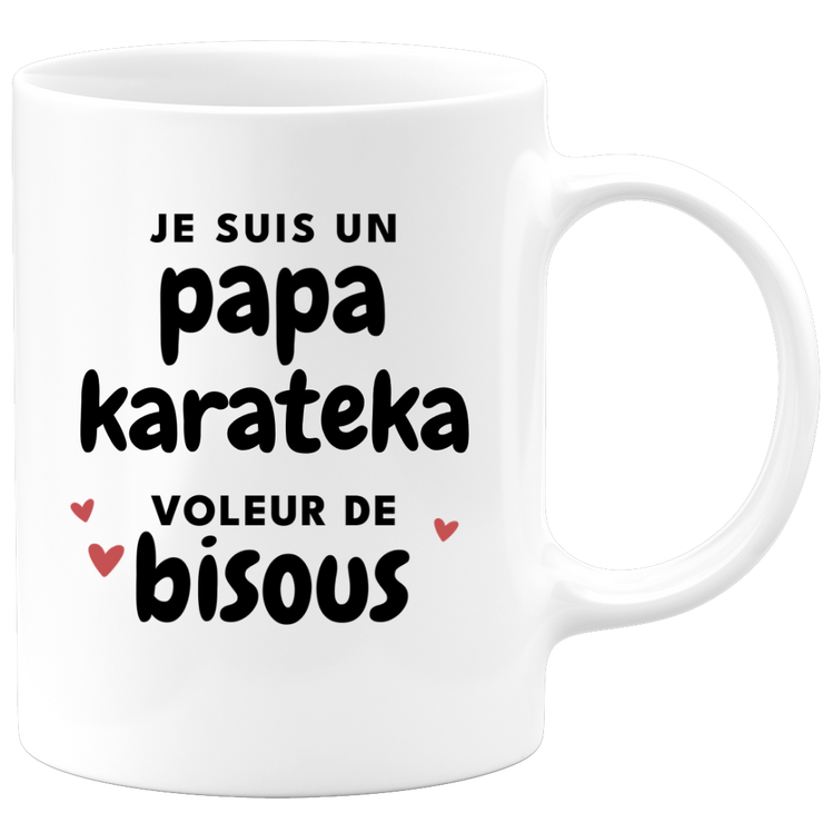 quotedazur - Mug Je Suis Un Papa Karateka Voleur De Bisous - Cadeau Fête Des Pères Original - Idée Cadeau Pour Anniversaire Papa - Cadeau Pour Futur Papa Naissance