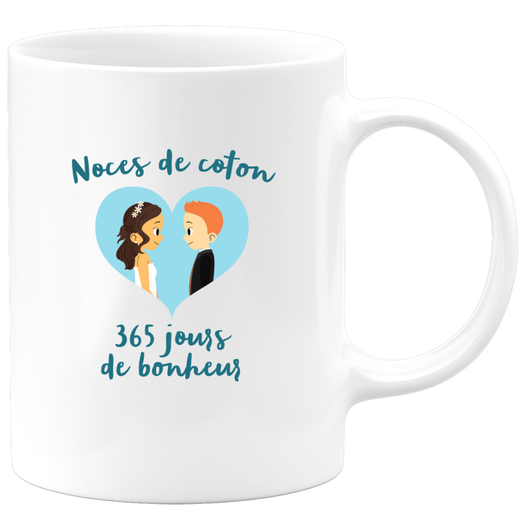 Gift one year of marriage cotton wedding - romantic tea cup couple gift - love anniversary man gift
