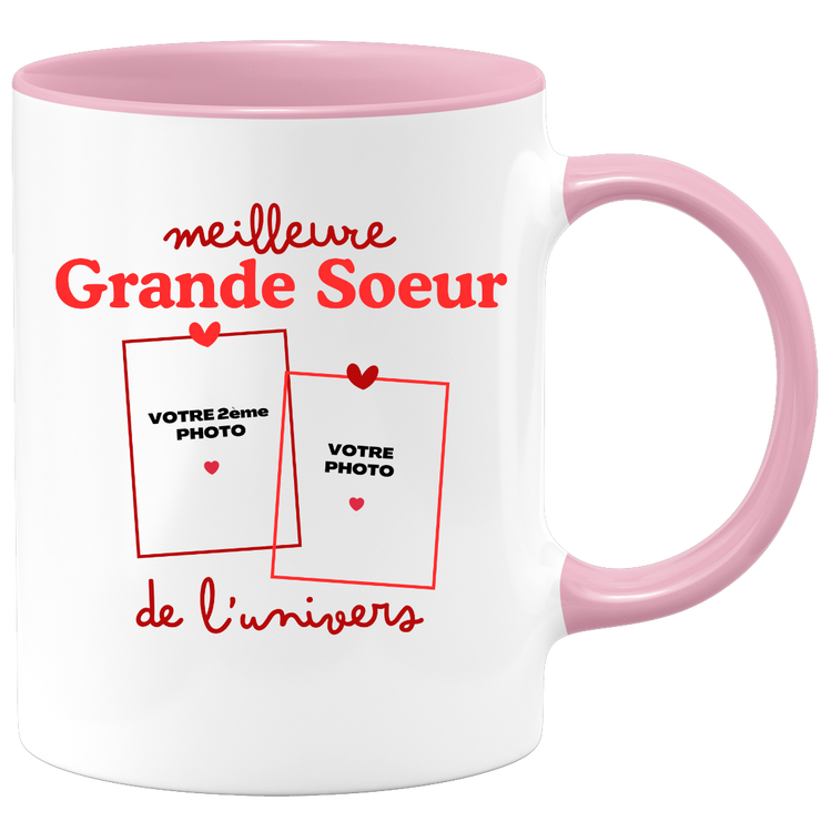 Mug Meilleure Grande Soeur de l'univers - Mug personnalisé avec 2 photos famille