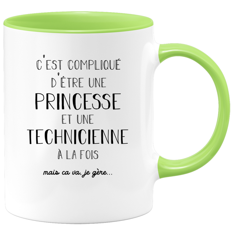 quotedazur - Mug Princesse Et Technicienne A La Fois Mais Je Gère - Tasse Cadeau Femme Travail Fête Des Mères Anniversaire - Cadeau Départ ou Noël Pour Une Technicienne