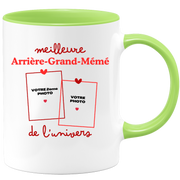 Mug Meilleure Arrière-grand-mémé de l'univers - Mug personnalisé avec 2 photos famille