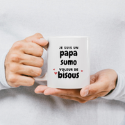 quotedazur - Mug Je Suis Un Papa Sumo Voleur De Bisous - Cadeau Fête Des Pères Original - Idée Cadeau Pour Anniversaire Papa - Cadeau Pour Futur Papa Naissance
