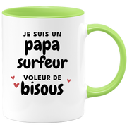 quotedazur - Mug Je Suis Un Papa Surfeur Voleur De Bisous - Cadeau Fête Des Pères Original - Idée Cadeau Pour Anniversaire Papa - Cadeau Pour Futur Papa Naissance
