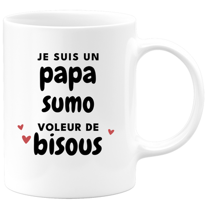 quotedazur - Mug Je Suis Un Papa Sumo Voleur De Bisous - Cadeau Fête Des Pères Original - Idée Cadeau Pour Anniversaire Papa - Cadeau Pour Futur Papa Naissance