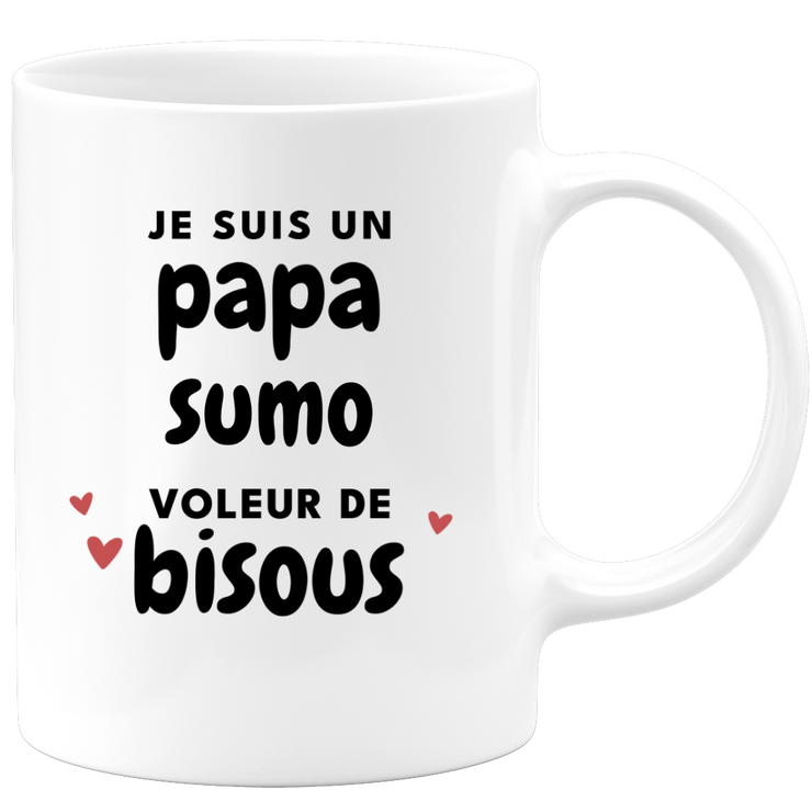 quotedazur - Mug Je Suis Un Papa Sumo Voleur De Bisous - Cadeau Fête Des Pères Original - Idée Cadeau Pour Anniversaire Papa - Cadeau Pour Futur Papa Naissance