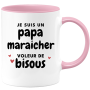 quotedazur - Mug Je Suis Un Papa Maraicher Voleur De Bisous - Cadeau Fête Des Pères Original - Idée Cadeau Pour Anniversaire Papa - Cadeau Pour Futur Papa Naissance