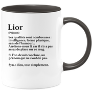 quotedazur - Mug Définition Prénom Lior Dieu Tout Simplement - Cadeau Humour Prénom - Idée Cadeau Famille Saint Valentin - Tasse Prénom Lior