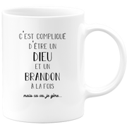 quotedazur - Mug Compliqué D'Être Un Dieu Et Un Brandon Mais Ça Va Je Gère - Cadeau Humour Prénom - Idée Cadeau Famille Saint Valentin - Tasse Prénom Brandon