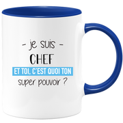 quotedazur - Mug Je Suis Chef Et Toi C'est Quoi Ton Super Pouvoir - Cadeau Humour Travail - Idée Cadeau Départ Collègue - Tasse Chef Chef - Idéal Pour Noël Au Bureau