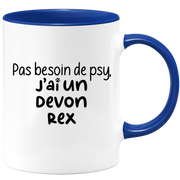 quotedazur - Mug Pas Besoin De Psy J'ai Un Devon Rex - Cadeau Humour Chat - Tasse Originale Animaux Cadeau Noël Anniversaire