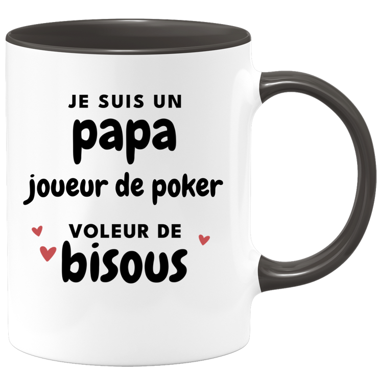 quotedazur - Mug Je Suis Un Papa Joueur de poker Voleur De Bisous - Cadeau Fête Des Pères Original - Idée Cadeau Pour Anniversaire Papa - Cadeau Pour Futur Papa Naissance